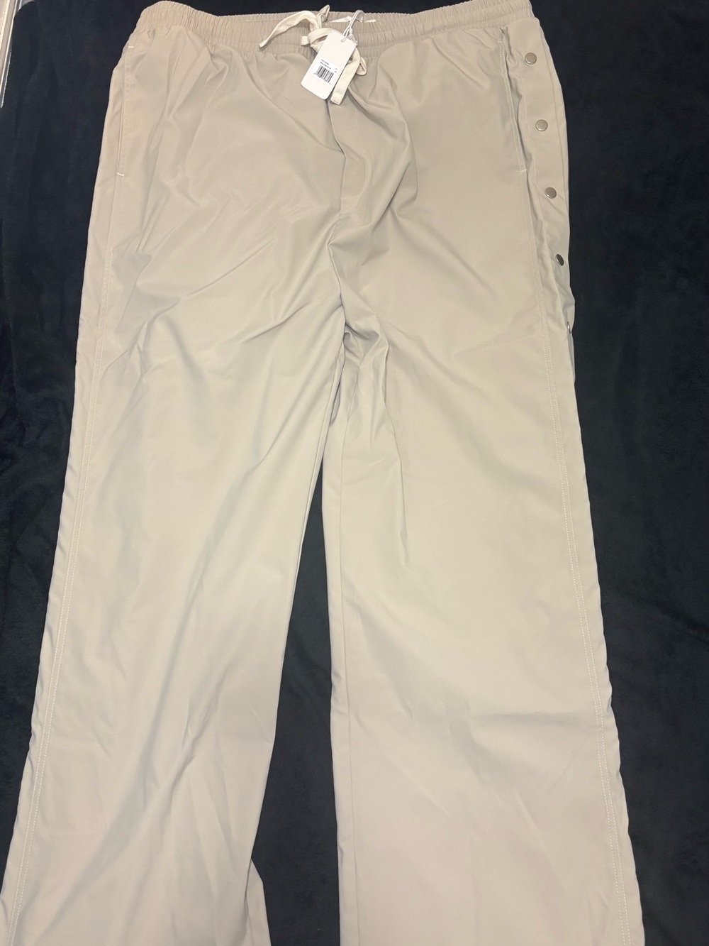 MNML Men's Snap-Side Drawstring Joggers in Light Tan